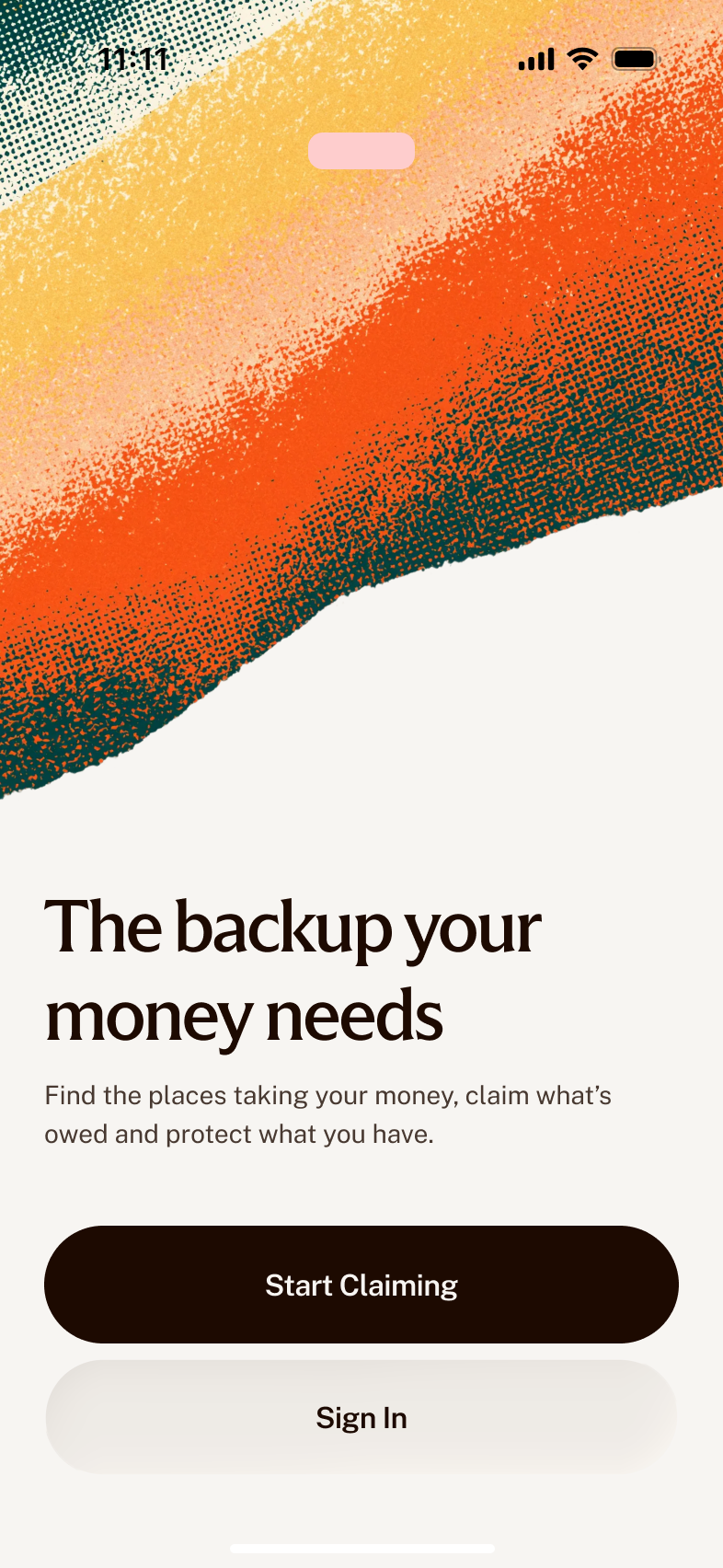 Rebrand welcome screen: The backup your money needs